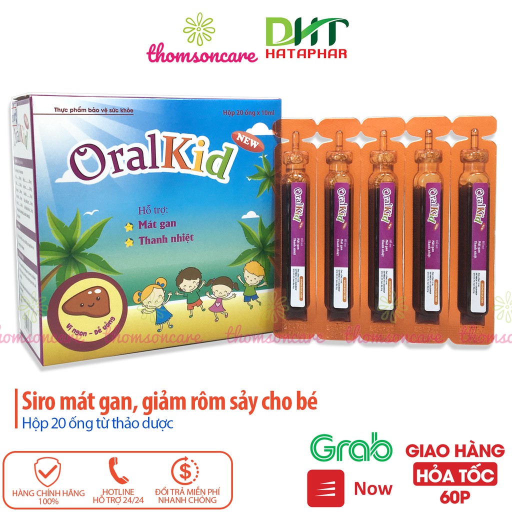 Mát gan, thanh nhiệt cho bé từ thảo dược - Oral Kid hộp 20 ống siro từ actiso, diếp cá, cam thảo, giảm mẩn ngứa