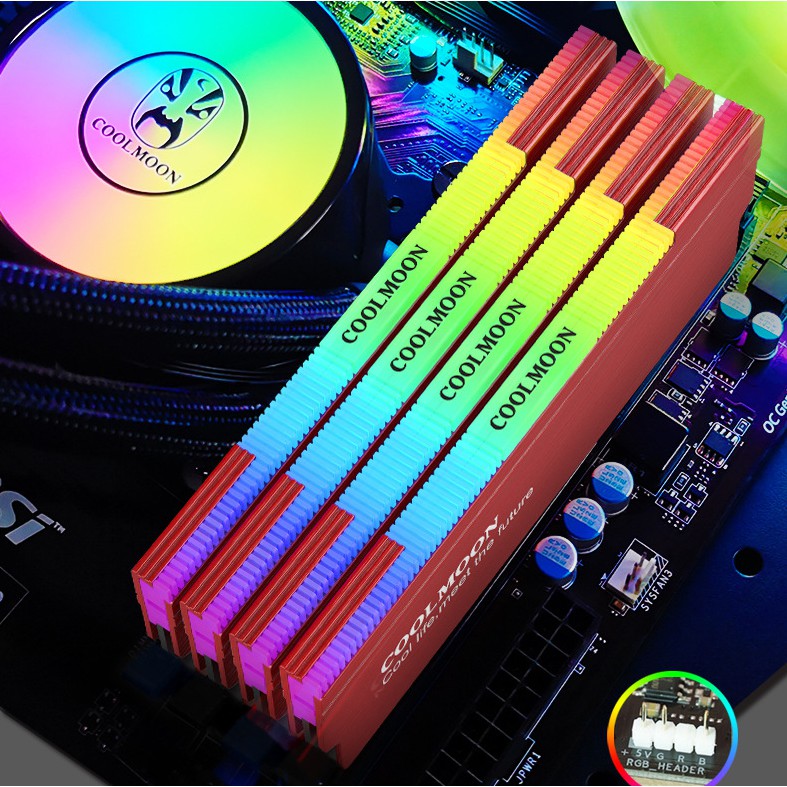 Tản Nhiệt Làm Mát Ram Coolmoon Led 5v ARGB, Đồng Bộ Màu Mainboard, Hub Coolmoon, Màu Xám | BigBuy360 - bigbuy360.vn