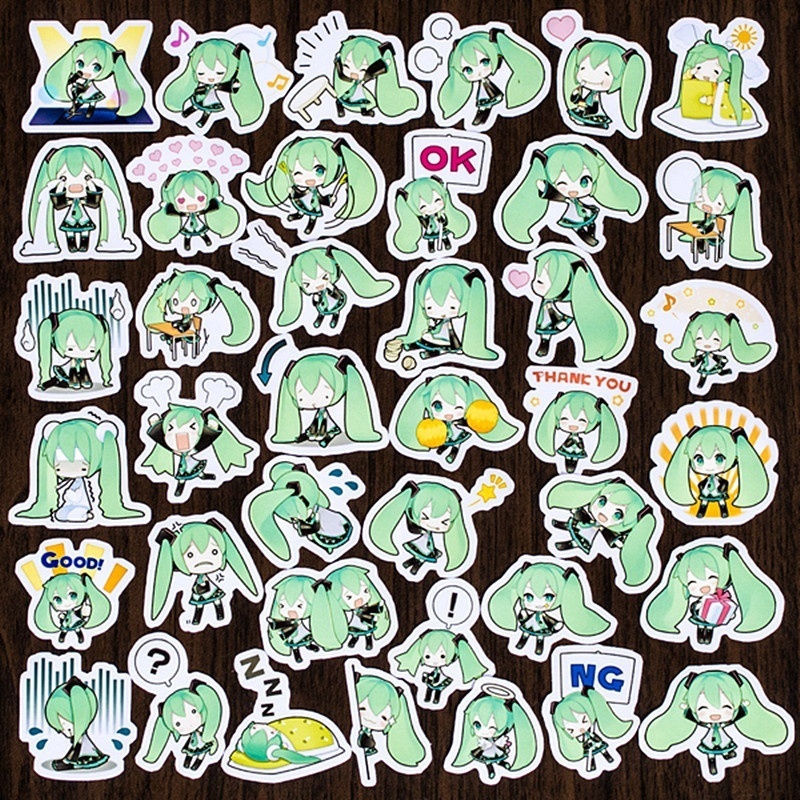 Bộ 40 miếng dán hình Hatsune Miku dễ thương dùng để trang trí