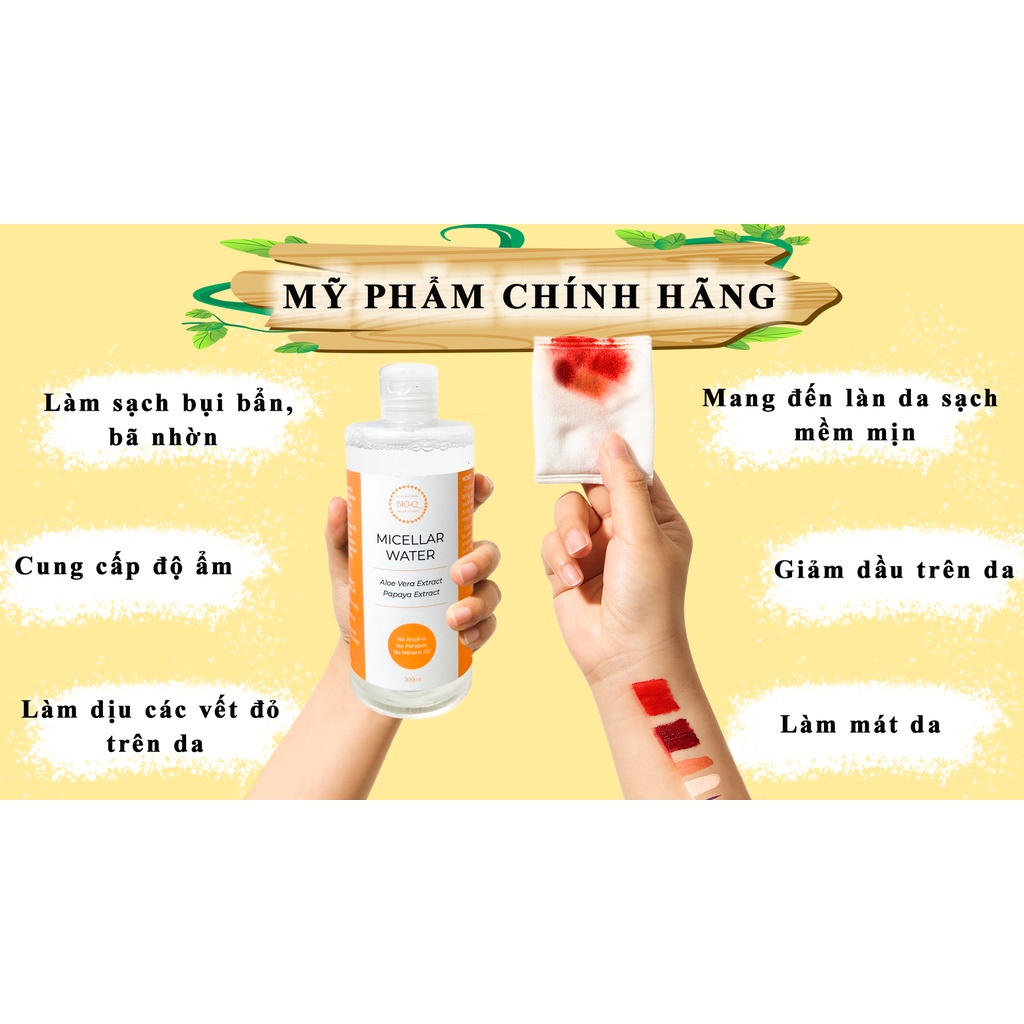 Nước tẩy trang Bio-Q làm sạch da không cồn không paraben không dầu khoáng thích hợp với mọi loại da