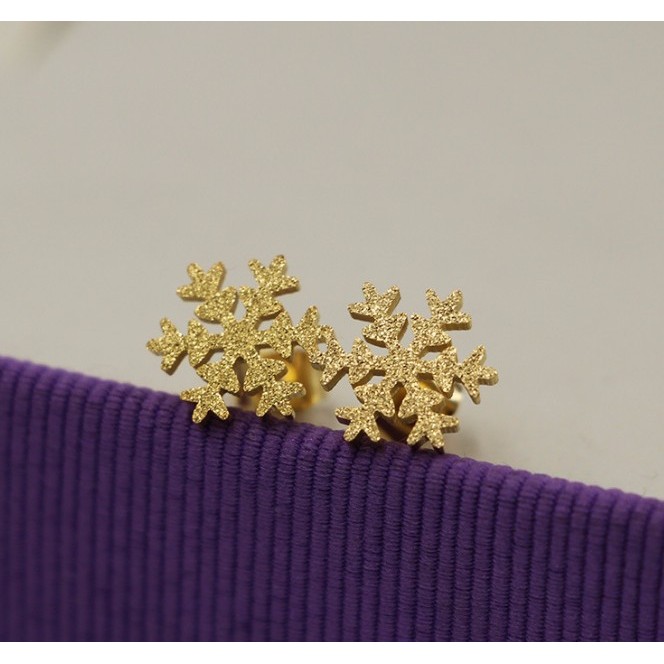 Bông Tai Nữ Hoa Tuyết Titan Ko Đen TT 0126