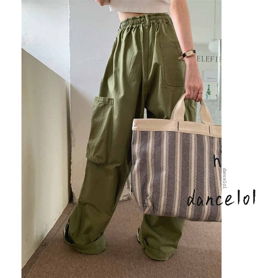 Quần Dài Ống Rộng Phối Dây Phong Cách Punk Retro dance1o1- Dành Cho Nữ