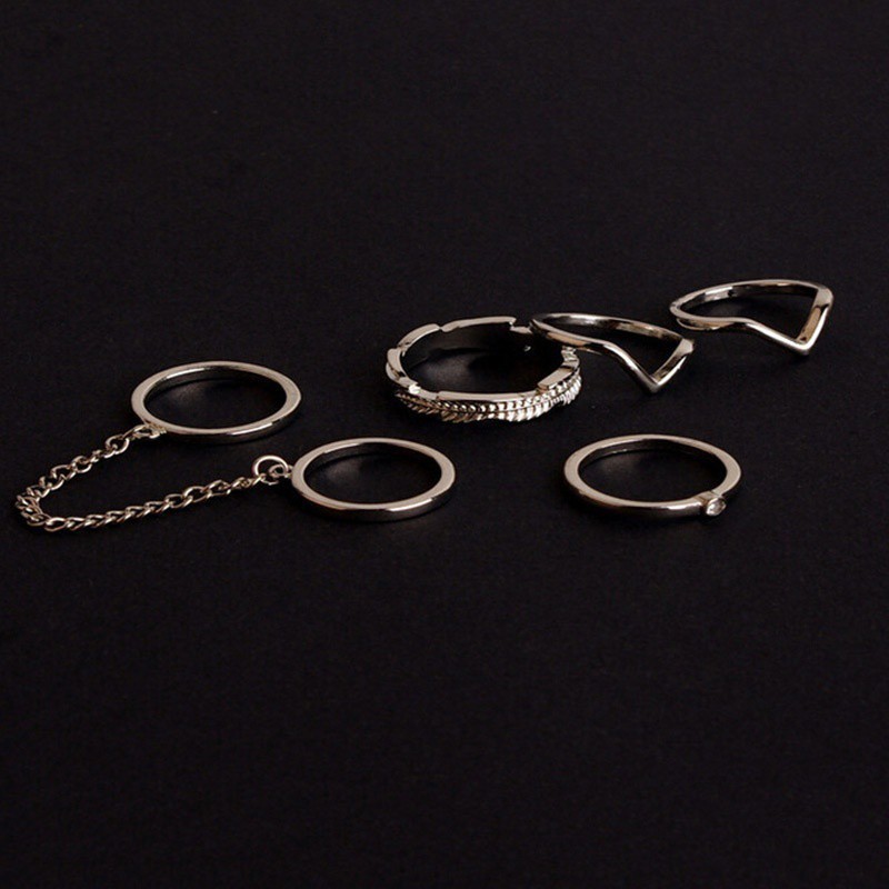 Set 5 nhẫn đeo giữa ngón tay đơn giản dành cho nữ