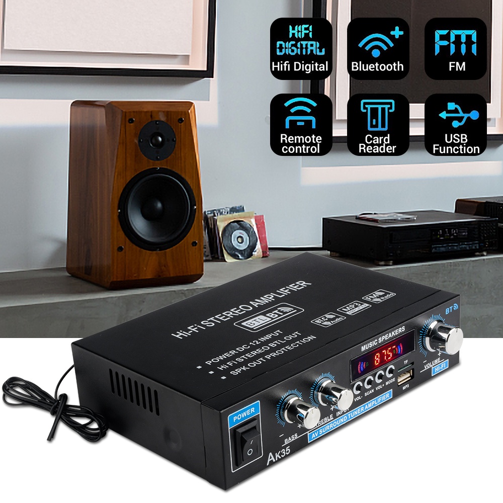 AK35 Bộ khuếch đại 110-240V Âm thanh trầm có bluetooth Hifi FM