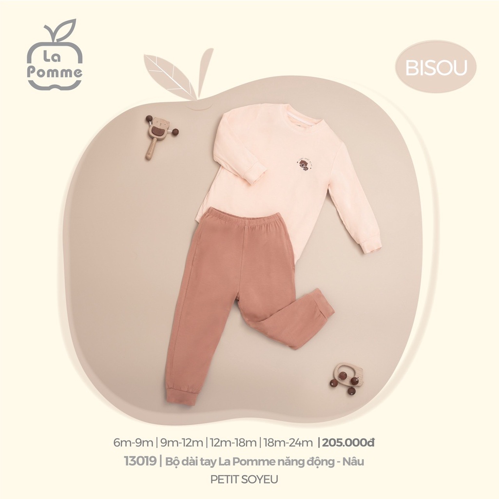 Bộ La Pomme dài tay Petit Soyeu cao cấp siêu mềm mịn mỏng nhẹ mát da thấm hút tốt năng động bé trai bé gái 13019 13026