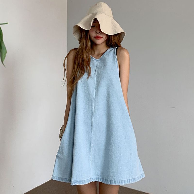 Đầm Chữ A Denim Sát Nách Ulzzang Order