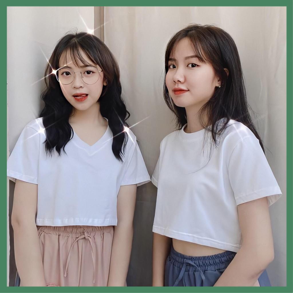 Áo Thun Croptop Cổ Tim Trơn Nữ - La mode | BigBuy360 - bigbuy360.vn