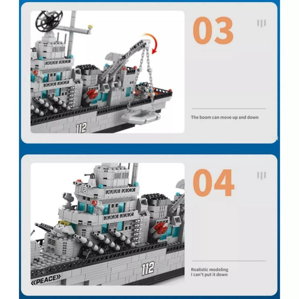 Đồ chơi xếp hình hạm đội tàu chiến tên lửa với 1560 chi tiết dài 75cm nhiều kiểu chơi khác nhau