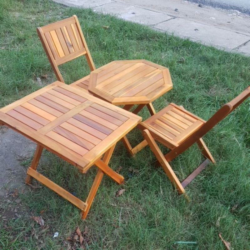 Bộ ghế xếp gỗ NGỒI BAN CÔNG(1 bàn + 2 ghế) MỚI 100%