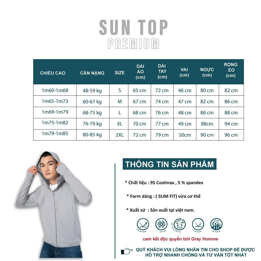 Áo chống nắng nam công nghệ Nhật Bản GRAYHOMME Ultral Dry có lỗ thông hơi chống tia UV SUN001