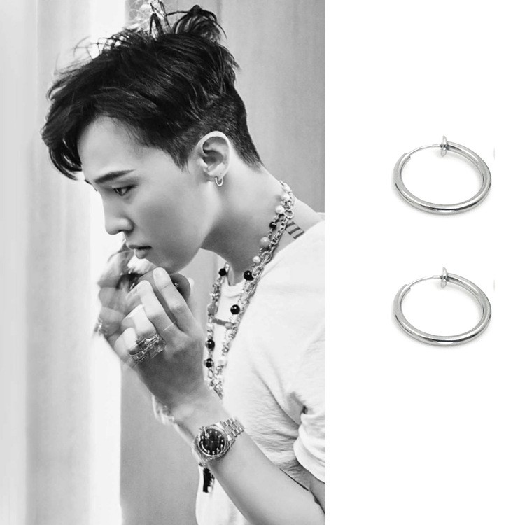 Khuyên tai tròn dạng kẹp KC nam nữ KuuStudio màu bạc đen đơn giản đẹp nhỏ xinh - HT Kẹp KC
