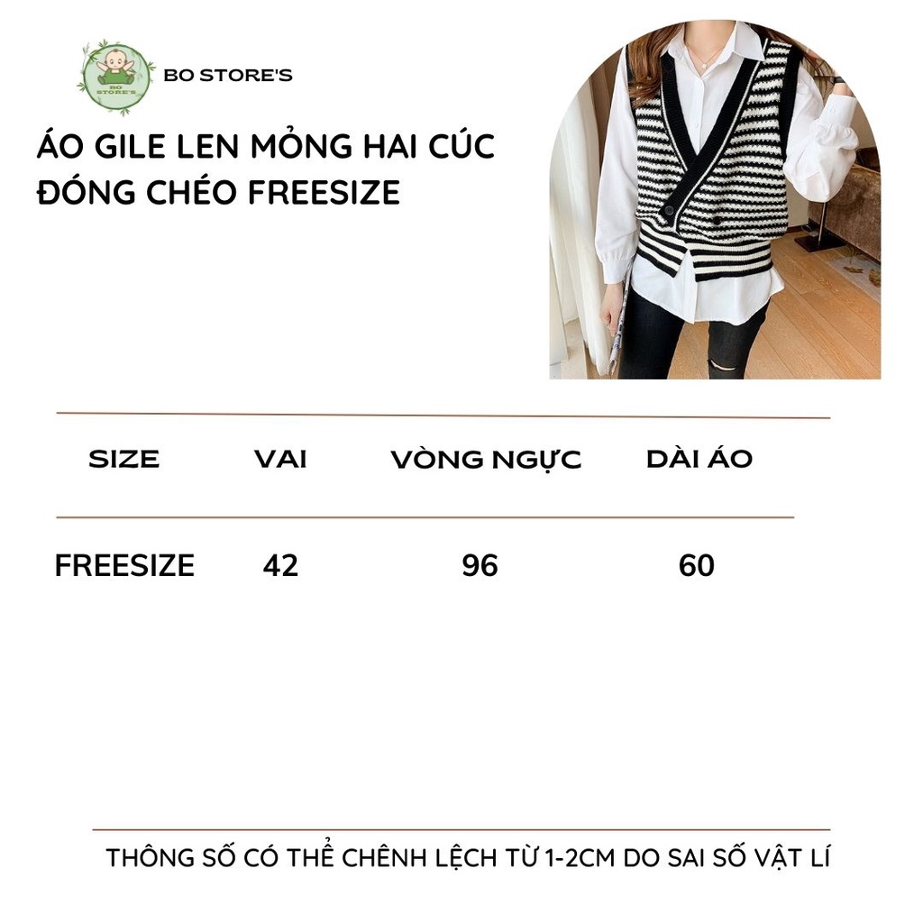 Áo ghile len mỏng hai cúc đóng chéo dáng rộng freesize mẫu mới