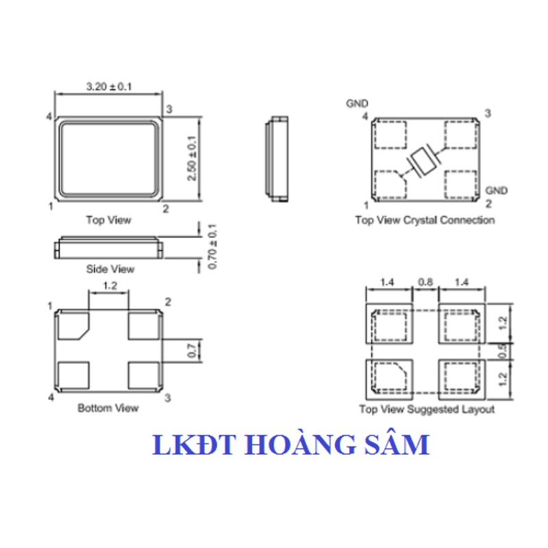 Thạch anh 4 chân dán không nguồn 2016 3225 5032