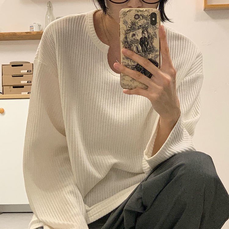 Áo sweater tay dài gân sọc trẻ trung thời trang dành cho nữ