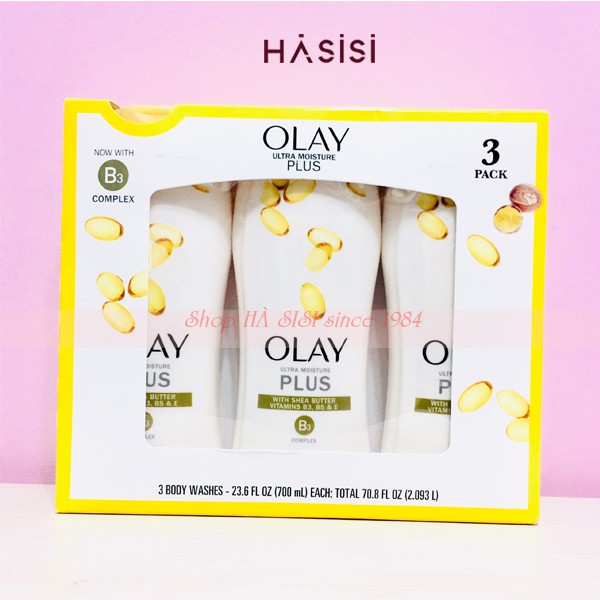 Bộ 3 Chai Sữa Tắm Olay Ultra Moisture Plus Body Wash (700ml x 3)