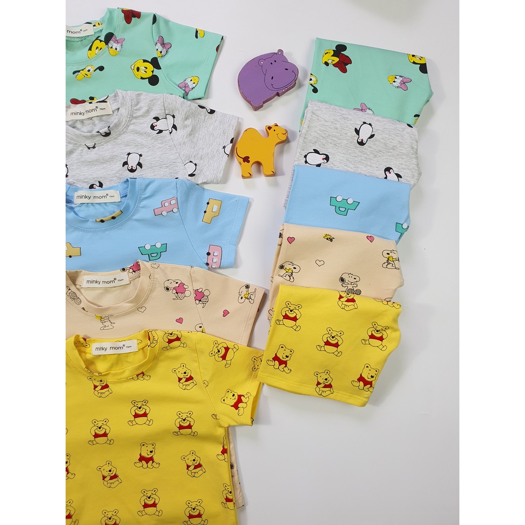 Bộ Cộc Tay MINKY MOM COTTON 100% In Hình Toàn Thân Cho Bé TN-IN22