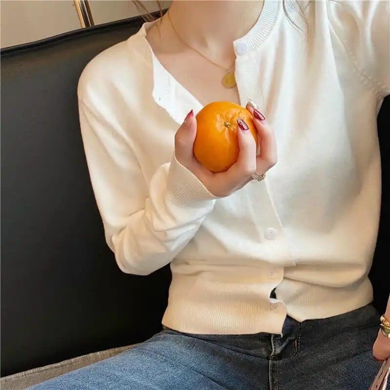 Áo Cardigan ,  áo Len Mỏng Xuất Nhật cài cúc cổ tròn Nhiều Màu phong cách hàn quốc