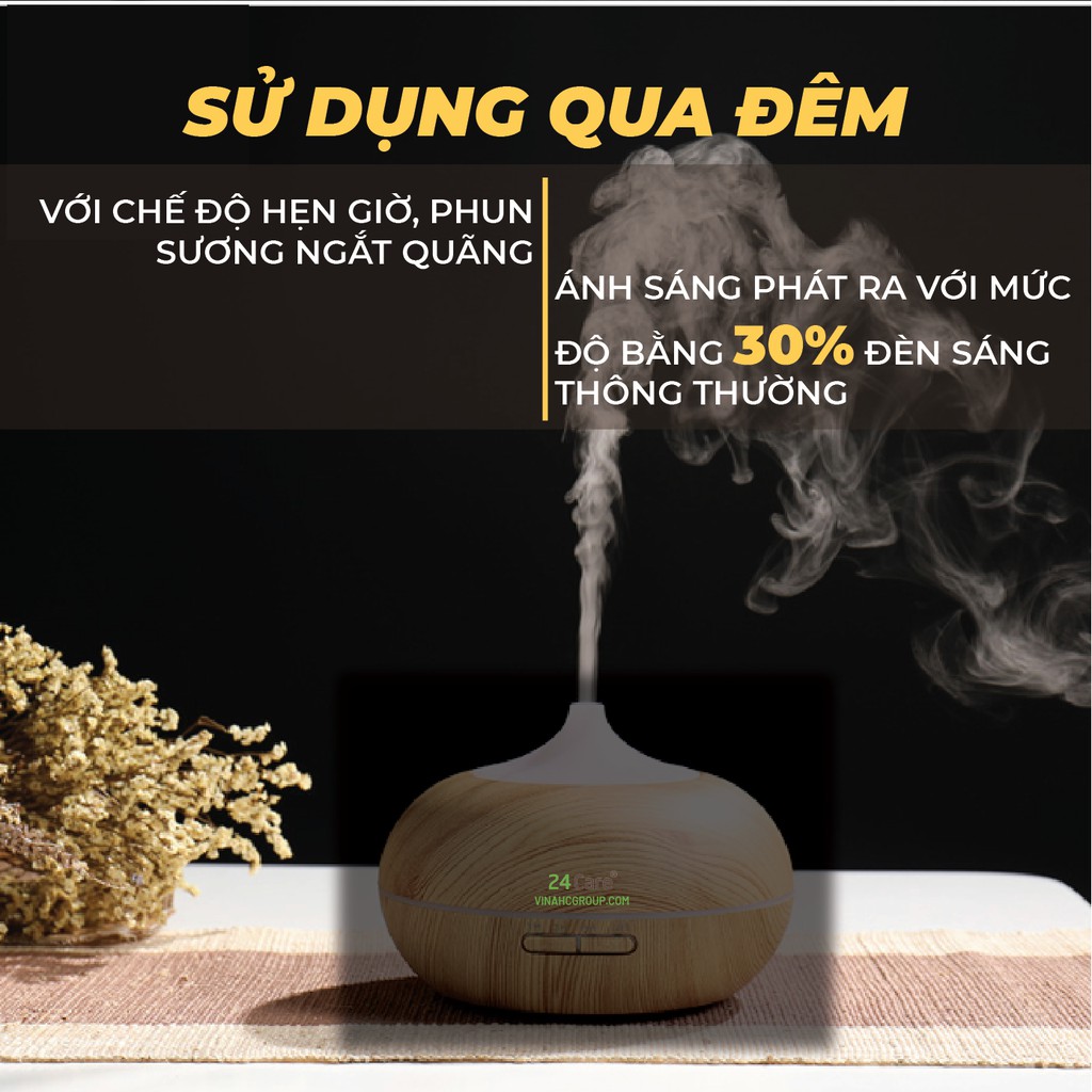 [BẢO HÀNH 3 THÁNG]  Máy xông tinh dầu Homer gỗ 550ml - hàng chính hãng, phun sương tạo ẩm, khuếch tán tinh dầu