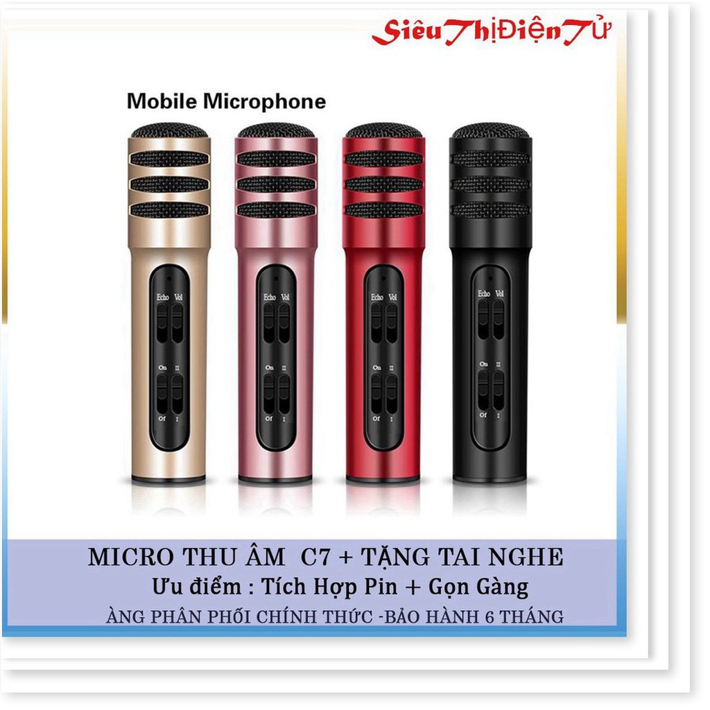 MICRO LIVESTREAM C7 MIC THU ÂM KARAOKE LIVE STREAM 3 IN 1 (TẶNG TAI NGHE)