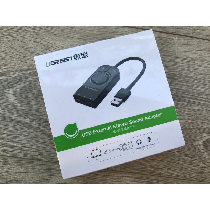 Cáp chuyển USB sang 3.5mm Loa và Mic UGREEN 40964  - Cáp USB Sound Ugreen 40964 chuẩn 3.5mm có Volume control chính hãng