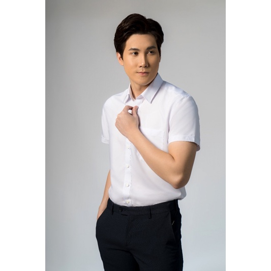 OWEN - Áo sơ mi trắng ngắn tay Owen 100% Nano chống nhăn - Áo sơ mi ngắn tay màu trắng trơn