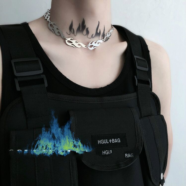 Vòng Cổ Hình Ngọn Lửa Cá Tính Phong Cách Hip-Hop Thời Trang