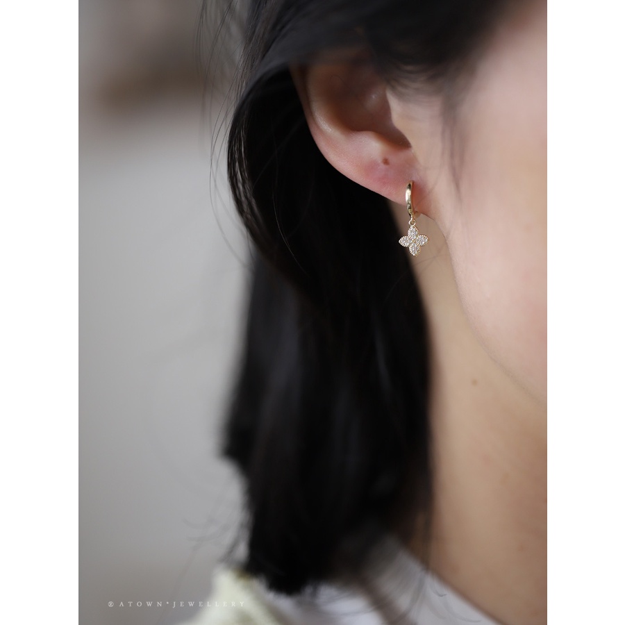 Bông Tai Mạ Bạc 925 Đính Đá Kim Cương Nhân Tạo Phong Cách Hàn Quốc Thời Trang Mùa Hè