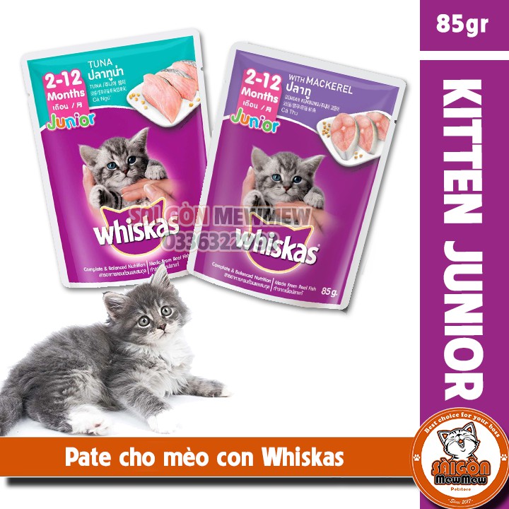 Pate WHISKAS KITTEN JUNIOR mèo con 80gr