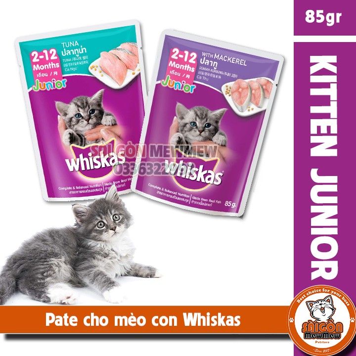 Pate Whiskas cho mèo con gói 85gr Kitten Junior