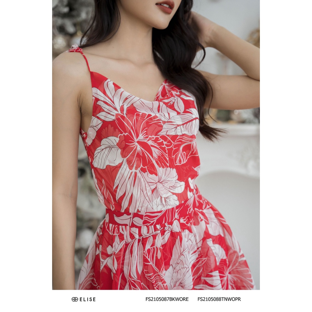 Áo chiffon 2 dây hoa đỏ thiết kế Elise FS2105088TNWOPR