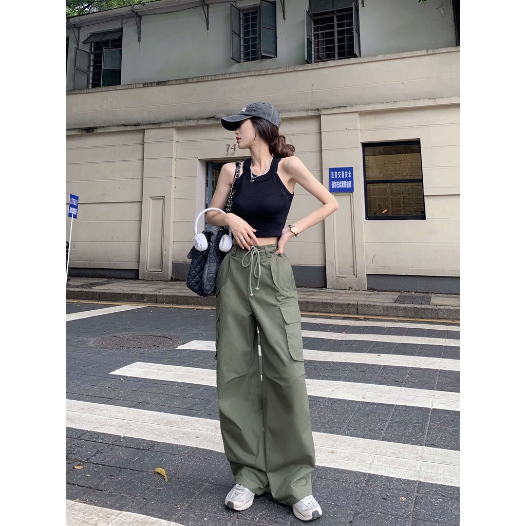 QADCOL Set Đồ Thể Thao Hai Mảnh Mùa Hè Gồm Áo Ba Lỗ Dáng Ngắn Màu Đen Ngọt Ngào Và Mát Mẻ Cho Nữ