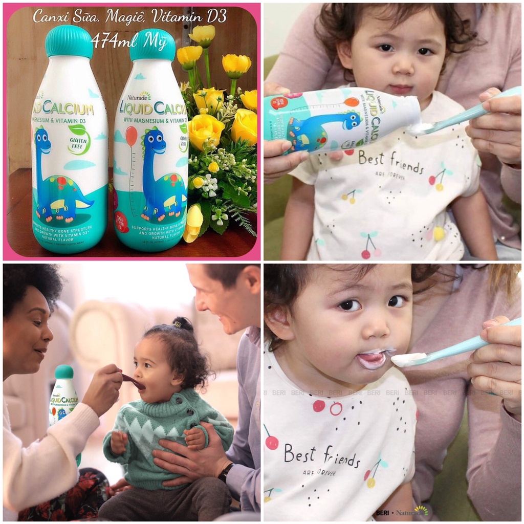 Canxi Nước Naturade Liquid Canxi Vitamin D3 Magiê Kẽm 475ml Mỹ Móp Nhẹ Thanh Lý [Date 10/2023]