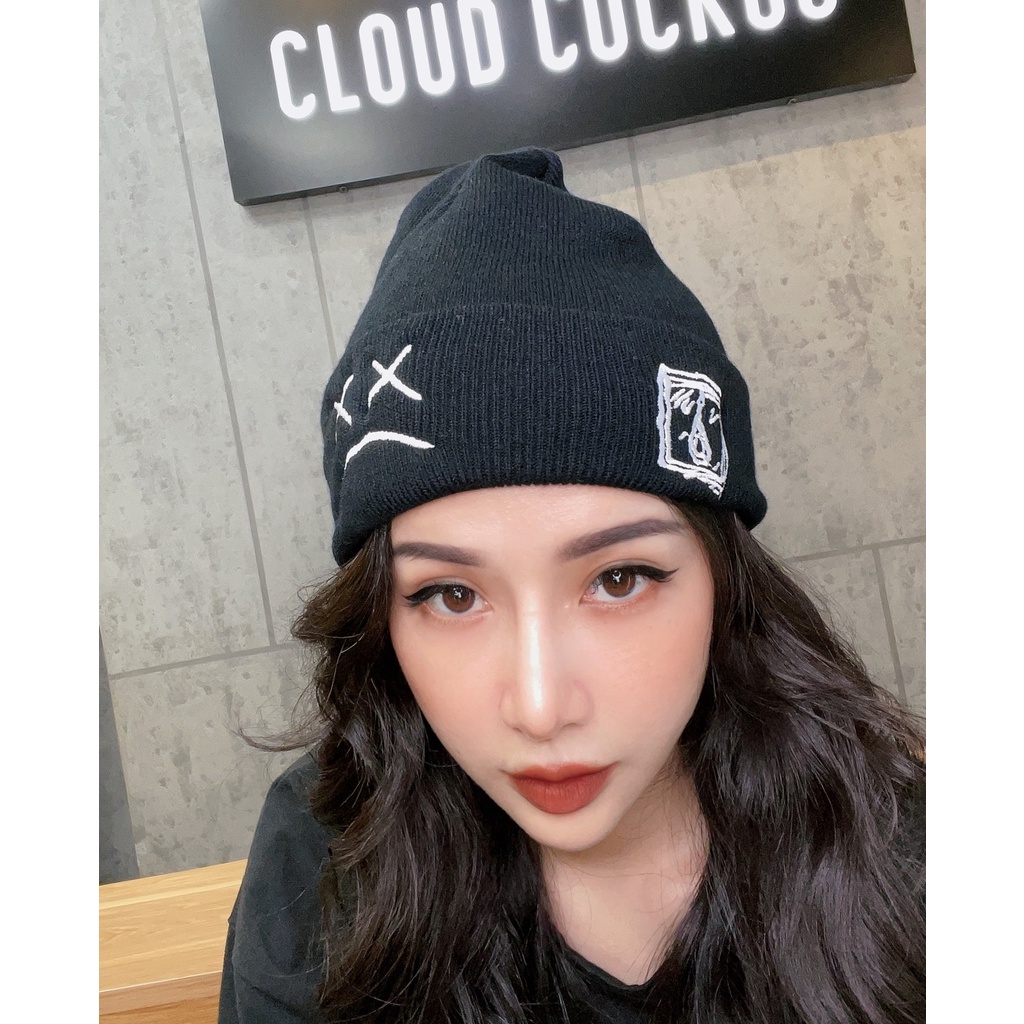 Mũ Len Unisex Thêu Họa Tiết Mặt Mếu XX - Mã Số: ML0511