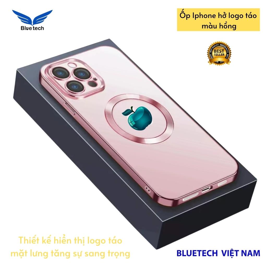Ốp lưng iphone hở logo táo màu Hồng cao cấp sang trọng cho Iphone X- Iphone 13 ProMax