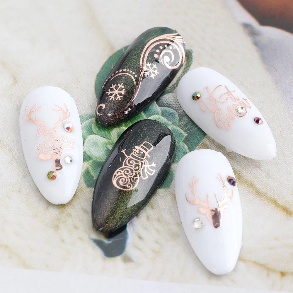 MIH Set 1 / 9 Tấm Hình Dán 5D Họa Tiết Hoa Tuyết Tuần Lộc / Hươu / Cây Cối