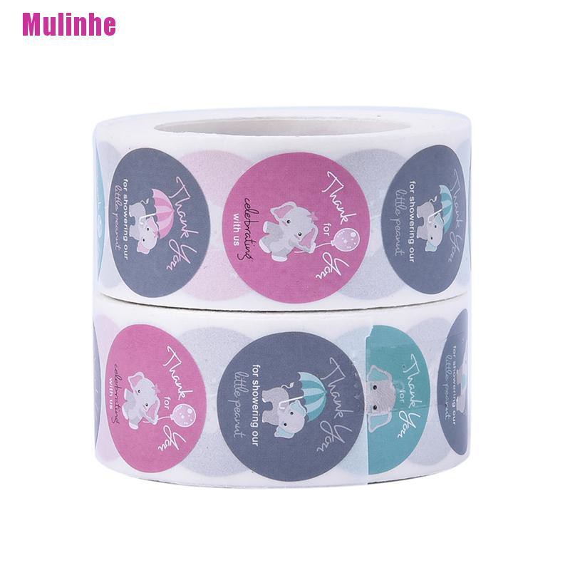 Cuộn 500 Miếng Dán Niêm Phong Bao Bì Họa Tiết Hoạt Hình Động Vật / Chữ Thank You Độc Đáo DIY