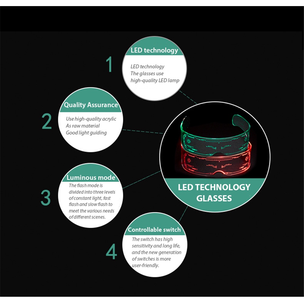 Kính đeo mắt có đèn LED nhấp nháy thời trang 2019