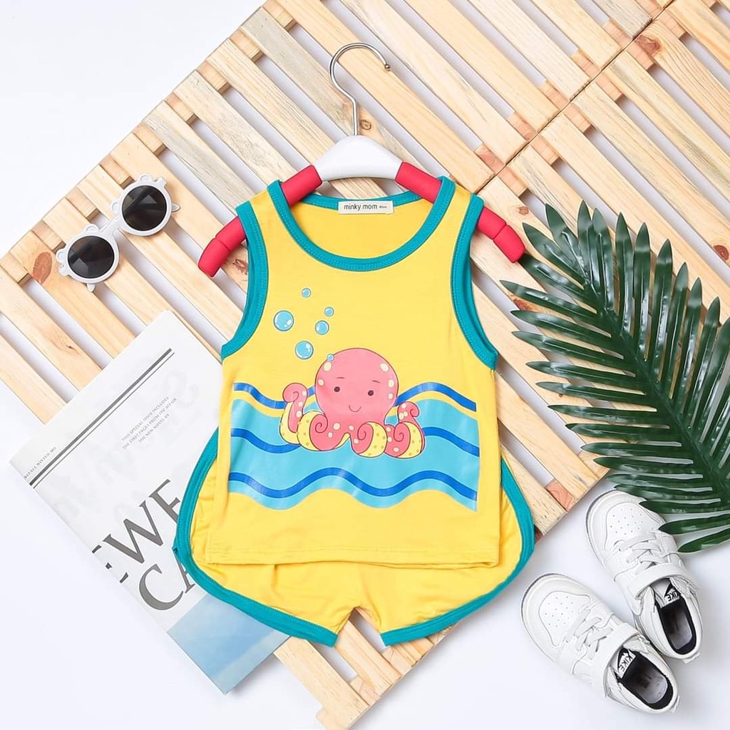 Bộ quần áo ba lỗ cho bé trai bé gái in hình động vật biển, mặc cho mùa hè. Cả bộ quần áo, bé 9-20kg BL15 Shop-Mẹ-Rùa