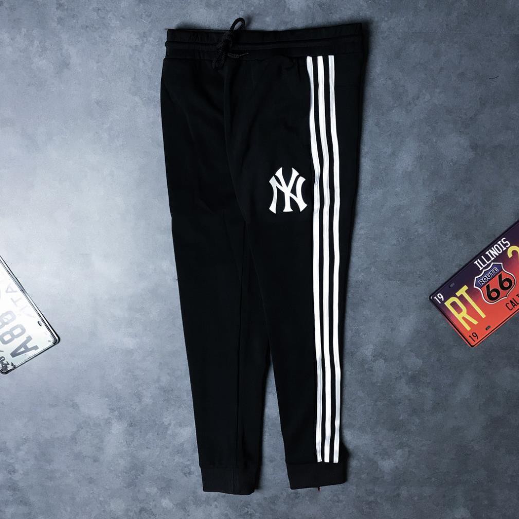 Quần Jogger Nam 3 Sọc Trắng Ép Logo NY, Chất Liệu Thun 4 Chiều, Co Dãn Tốt