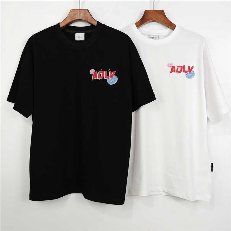 ADLV Áo Thun Cotton Ngắn Tay Dáng Rộng Họa Tiết Chữ Hoạt Hình Thời Trang Cho Nam Nữ