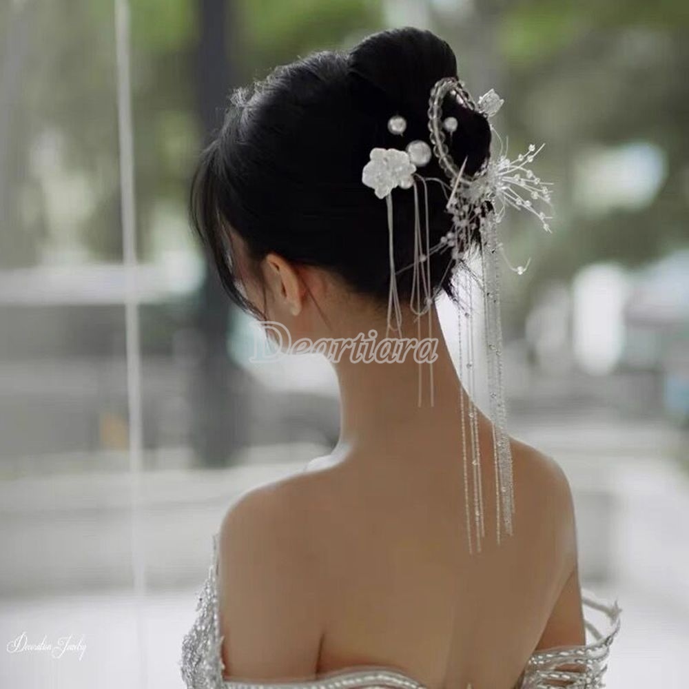 Phụ Kiện Trang Trí Tóc Cô Dâu Kiểu Dáng Thời Trang Thanh Lịch