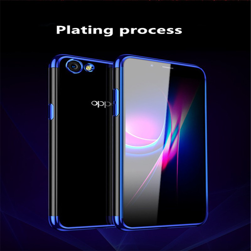 Ốp điện thoại TPU mèm mạ kim loại cho OPPO A52 A92 A31 A5 A9 2020 A5S A7 A12 A3S Realme C1 F7 F5 A83 F9