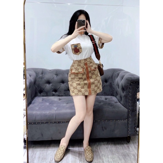 set combo áo + váy chân chữ A hót 2022 độ tuổi 16 đến 28 tuổi chất liệu vải cottong