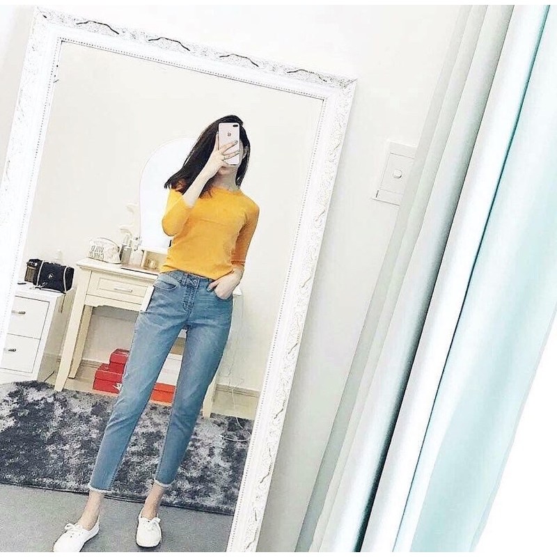 Quần baggy trơn lai tua