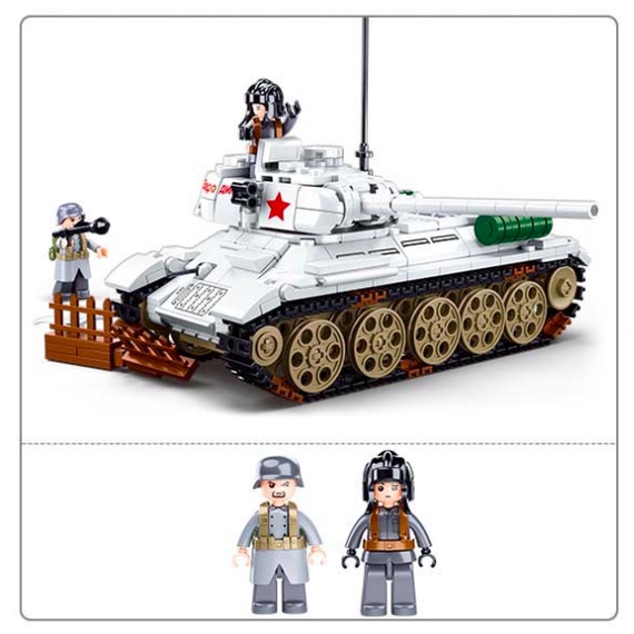 Set 518 Mô Hình Xe Tăng MOC WW2 T34 85 Cho Bé Mới