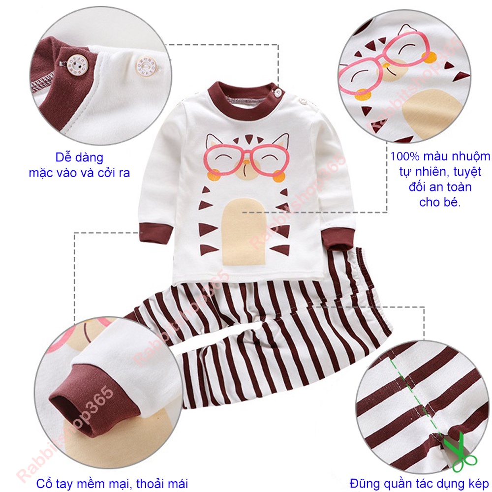 Bộ thu đông dài tay cotton giữ nhiệt cho bé quần áo trẻ em mềm mịn ấm áp thời trang