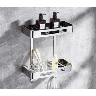 Kệ 2 tầng inox 304-có móc treo
