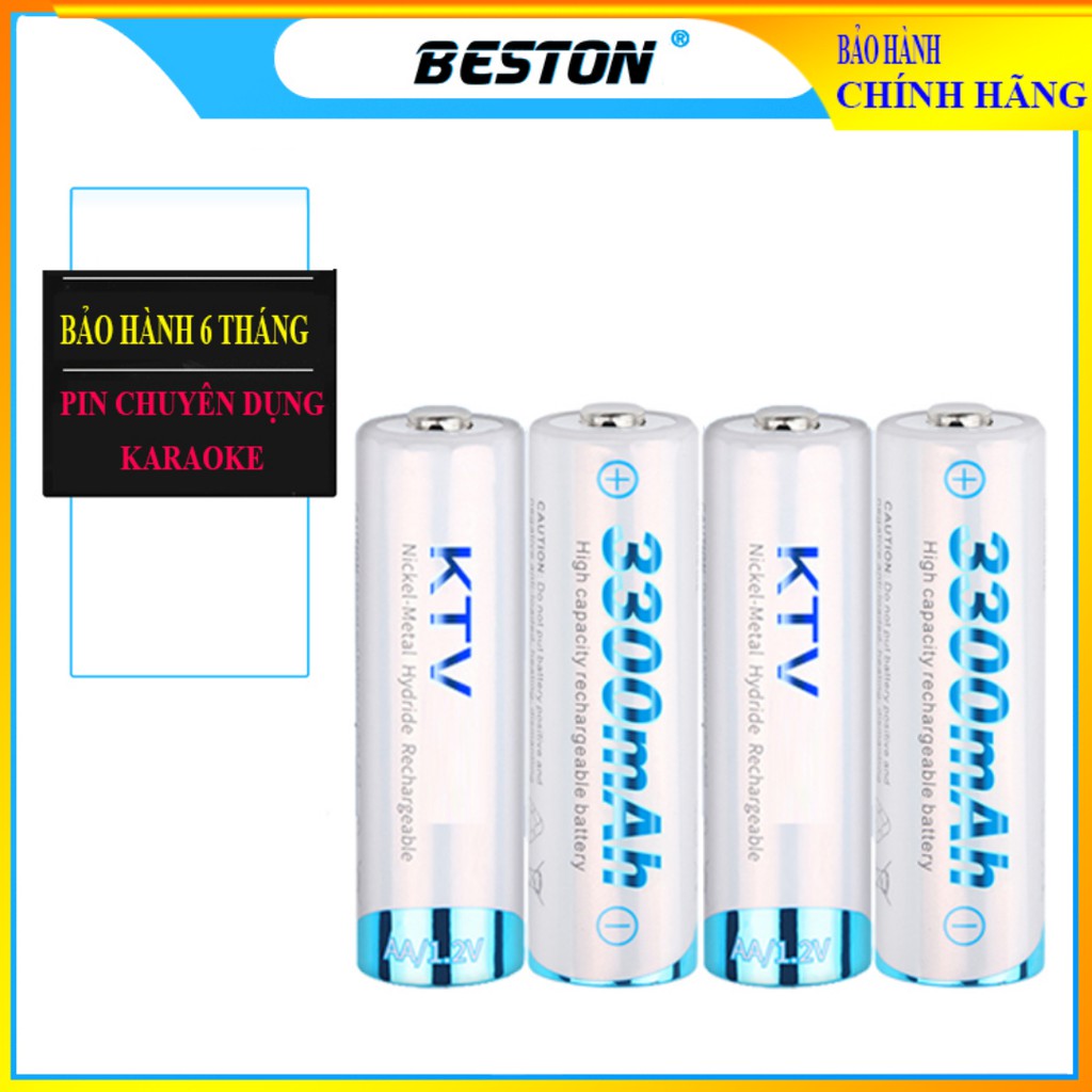 [Chính hãng] Hộp 4 viên pin sạc AA Beston dung lượng thực 3300mAh KTV, pin chuyên dùng cho Micro Karaoke