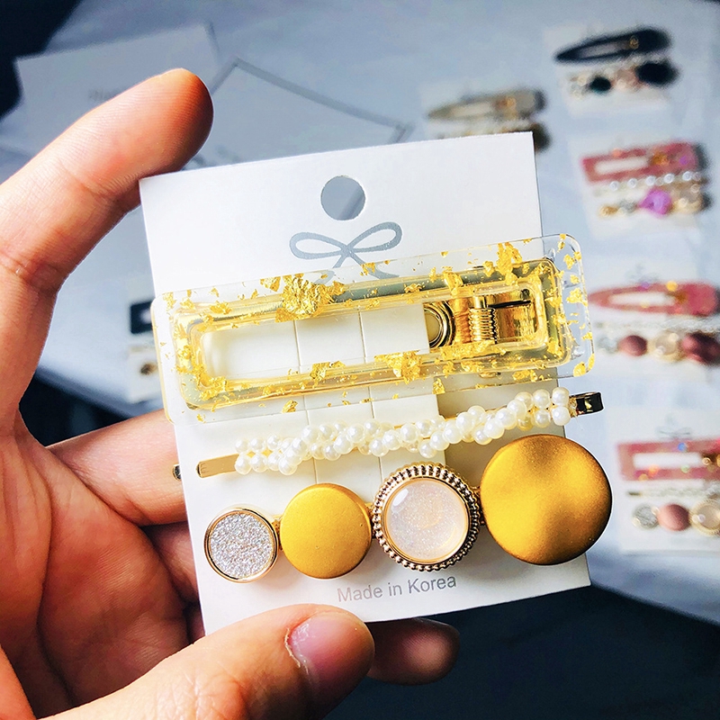 Kẹp tóc kim loại kiểu hình học thời trang