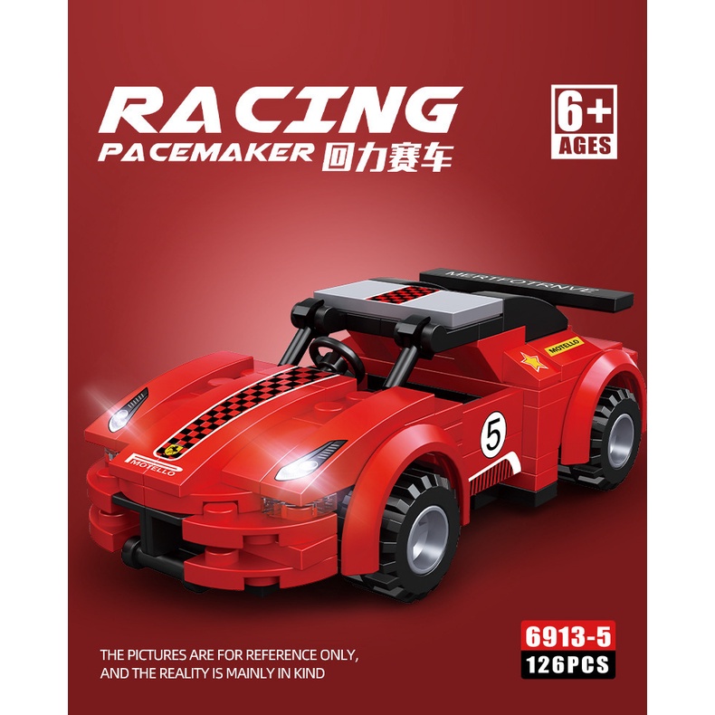 Đồ chơi lắp ráp mô hình xe đua kéo lưng nhỏ cho trẻ em